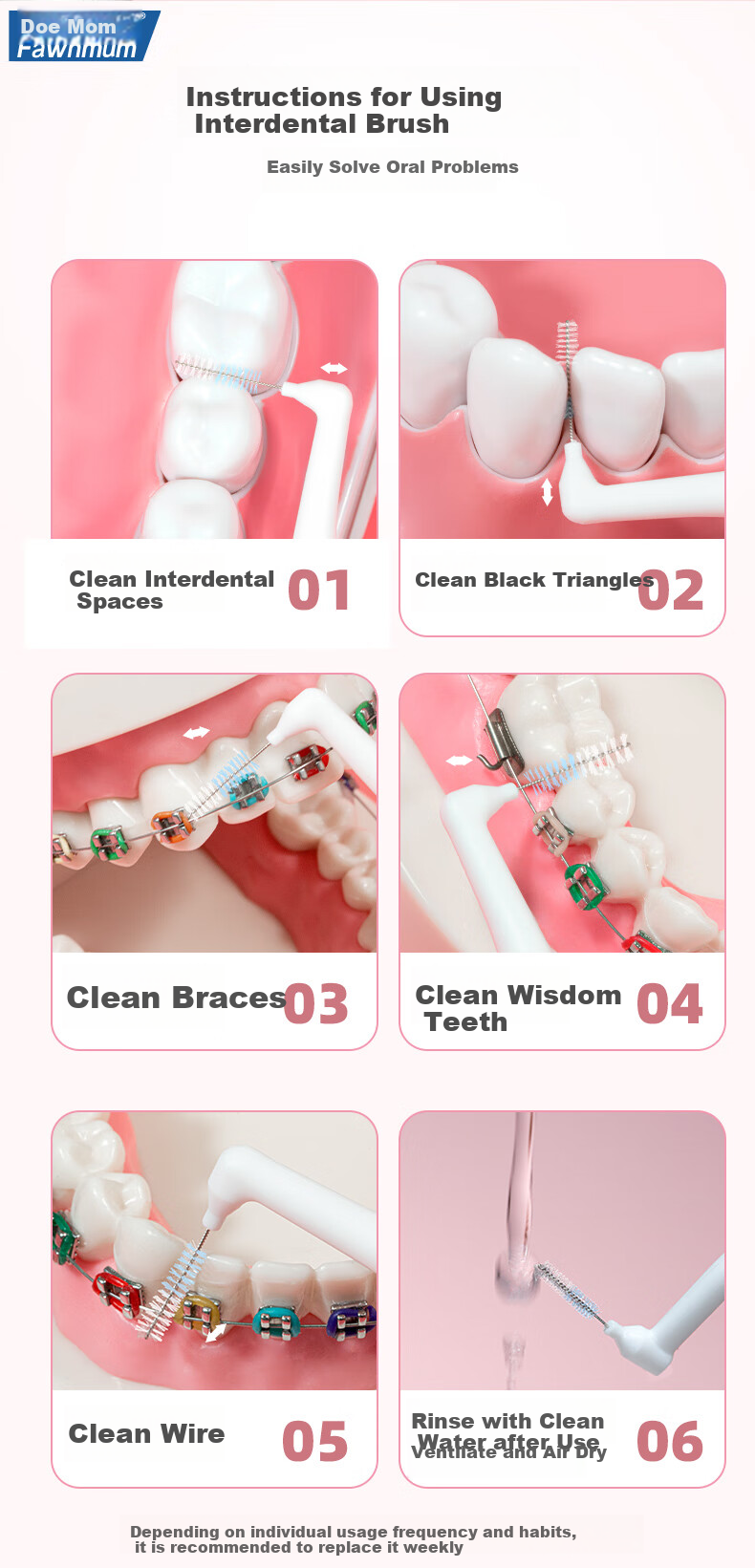 Межзубные ершики FAWNMUM Ultra-Fine, импортные SSSS*30 шт., L-образные для глубокой чистки
