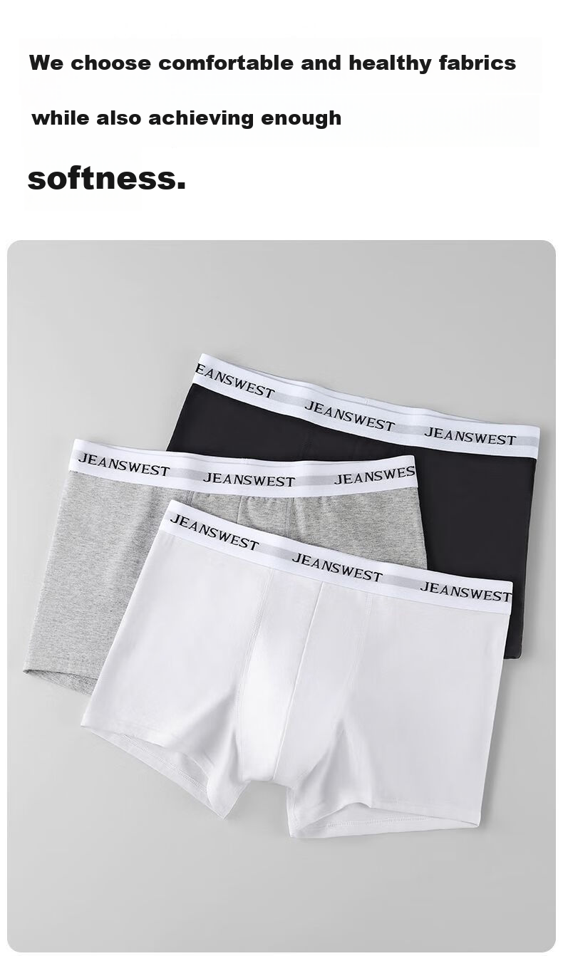 Мужские боксеры JEANSWEST, 3 шт., хлопок 95%, размер 3XL (130-150 Jin), белый + серый + черный