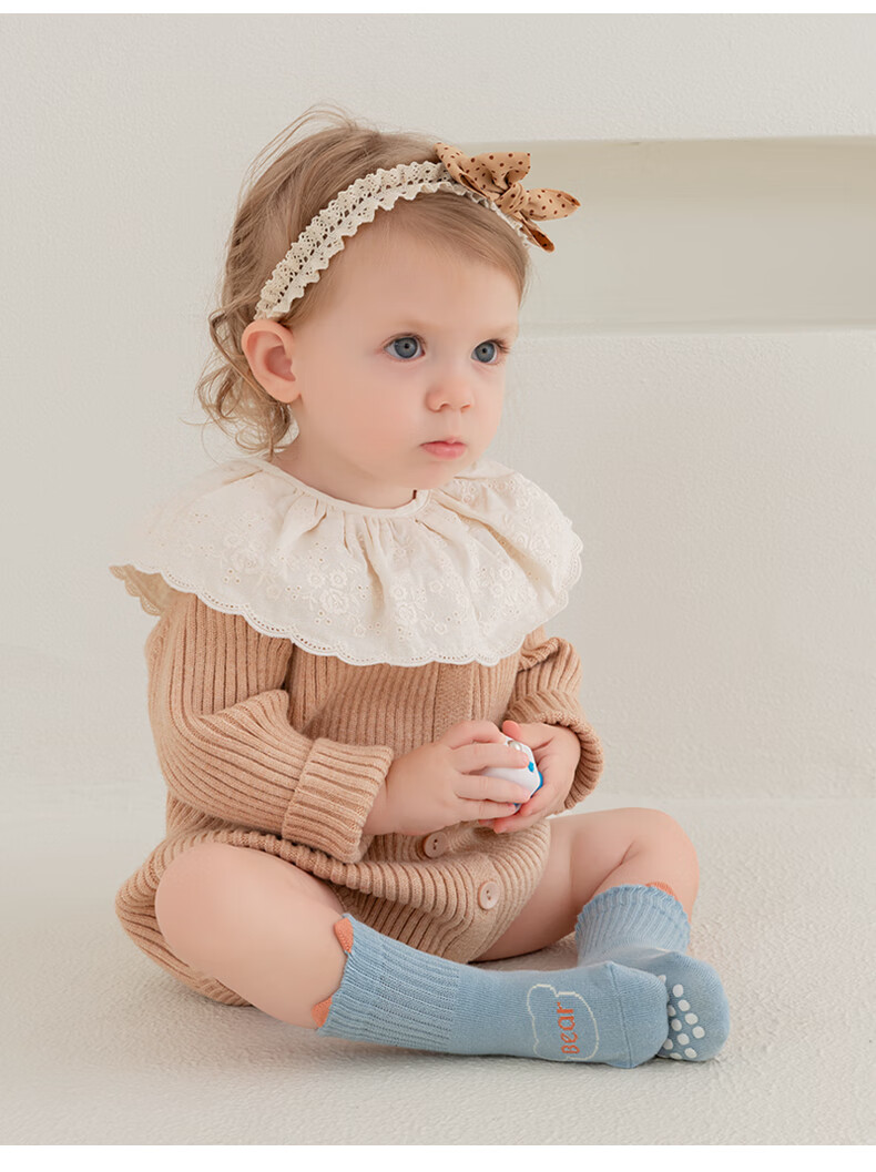 Детские носки Five Cotton Flowers, 3 пары, для новорожденных, тонкие, хлопковые, с противоскользящим покрытием, для мальчиков и девочек, средней длины