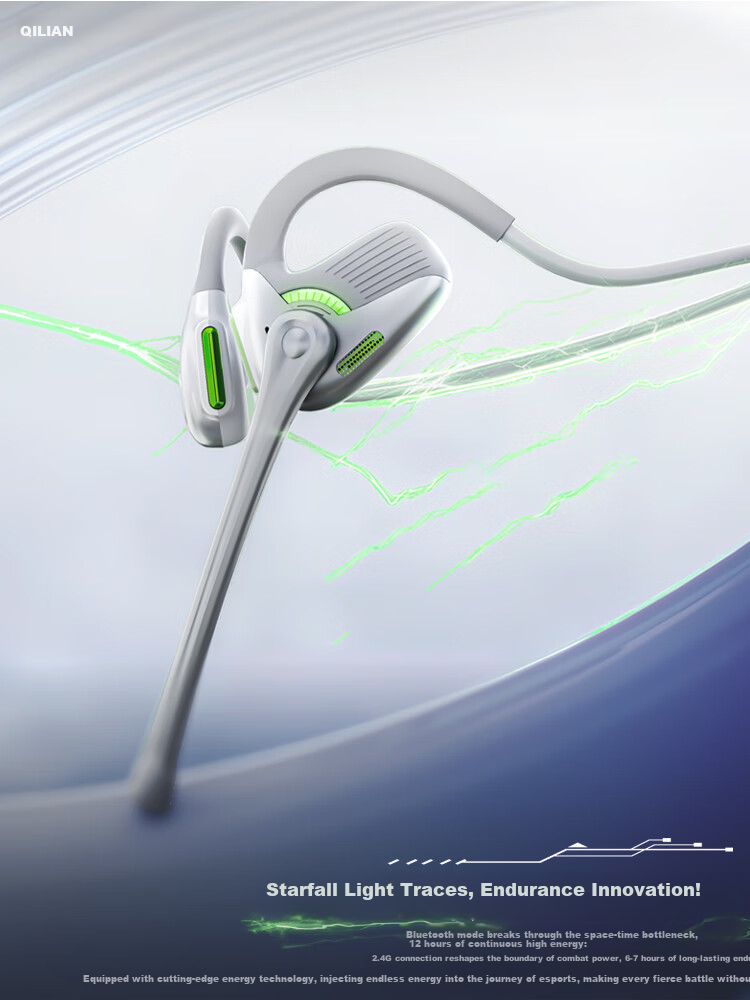 Qilian Беспроводная игровая гарнитура Bluetooth для компьютера и ноутбука, звуковое позиционирование для игр и киберспорта, не внутриушная конструкция, подарок для мужчин, PUBG 2.4G Delta [Звездная Метеорная Тропа]