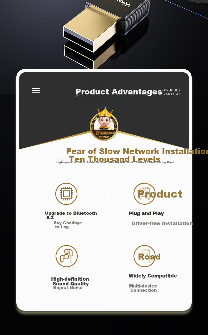 Адаптер USB Bluetooth 5.3 OFNPFTTH, приемник-передатчик для беспроводной клавиатуры, мыши, наушников, колонок, геймпадов, внешний модуль для ПК