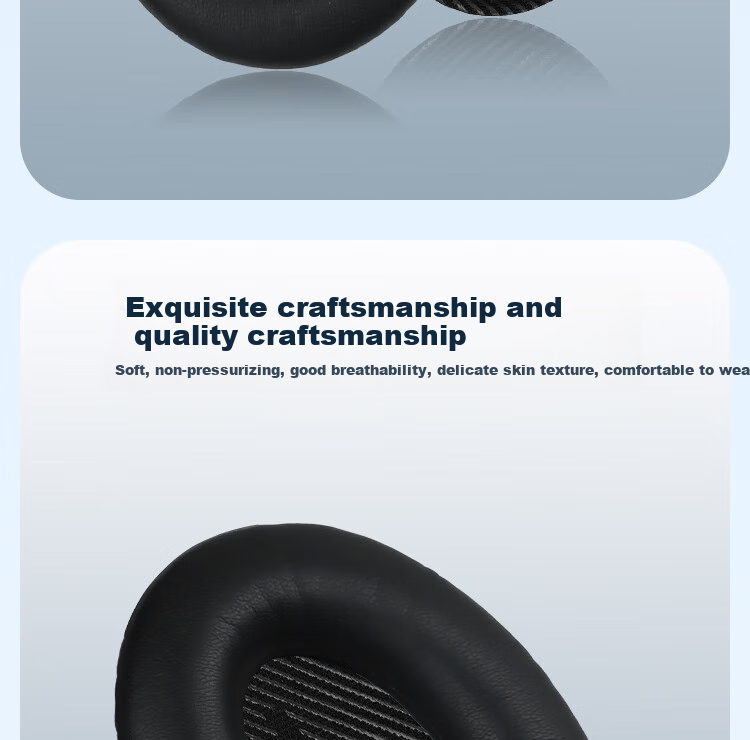 ESCASE Чехол для наушников Bose QC45, амбушюры для Bose QC25/35, черный, протеиновая кожа, 1 пара