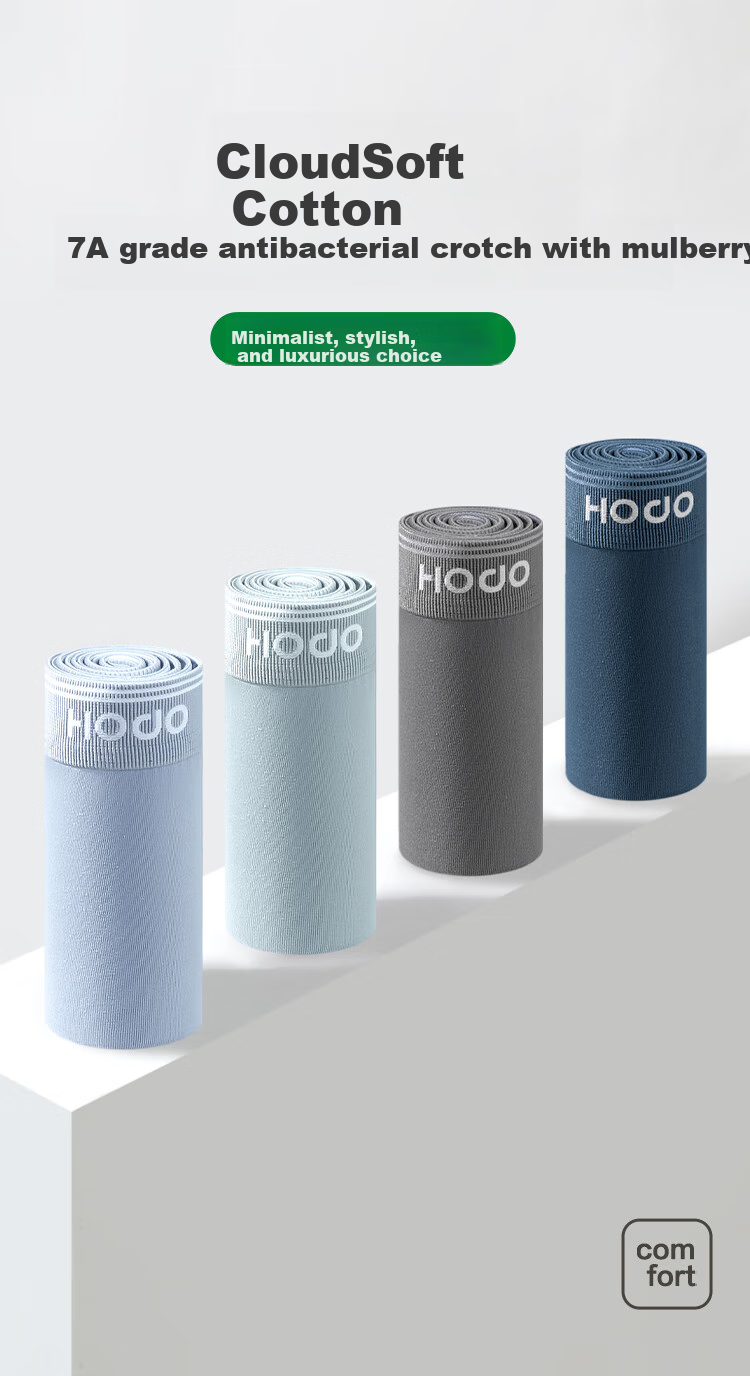Мужские боксеры Hodo, 4 шт., антибактериальные, с шелковой ластовицей, хлопок и спандекс, дышащие, простые