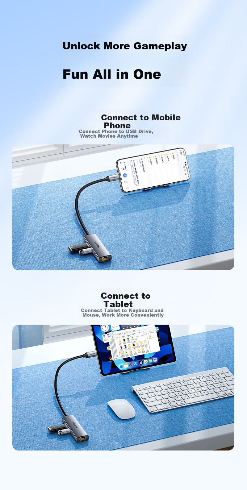 SAMZHE Type-C Expansion Dock, USB-C to Gigabit Ethernet Port Expansion Dock, RJ45 Splitter Adapter, Thunderbolt 4 Compatible, for Apple Computers MacBook Pro Laptops HWK1-C
