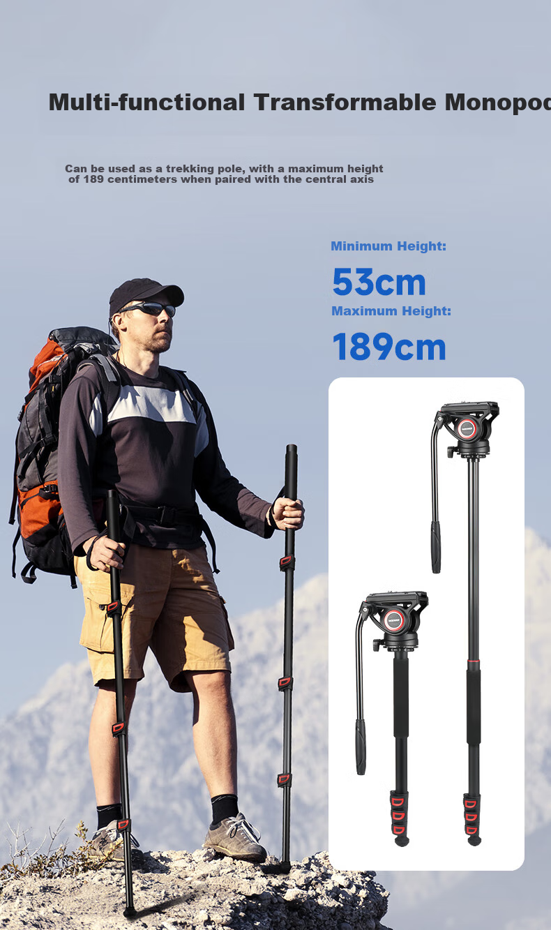 Профессиональный гидравлический штатив NEEWER N555 с моноподом, штатив для DSLR и беззеркальных камер, стабилизатор для съемки, регулируемый кронштейн
