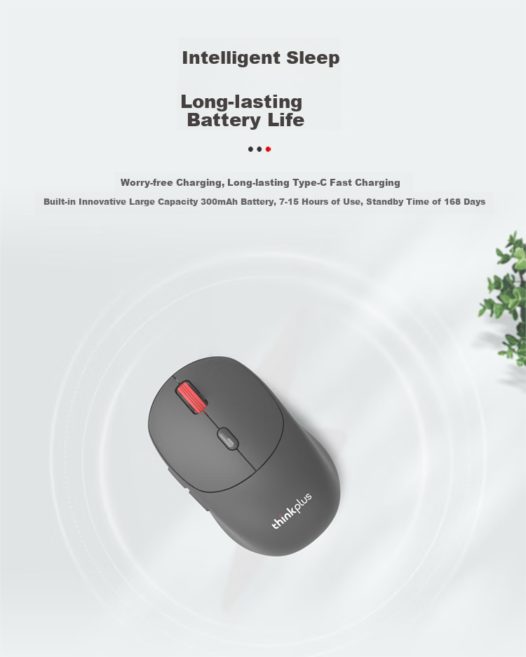 ThinkPlus Lenovo Беспроводная Bluetooth Мышь WL300Pro, Серая