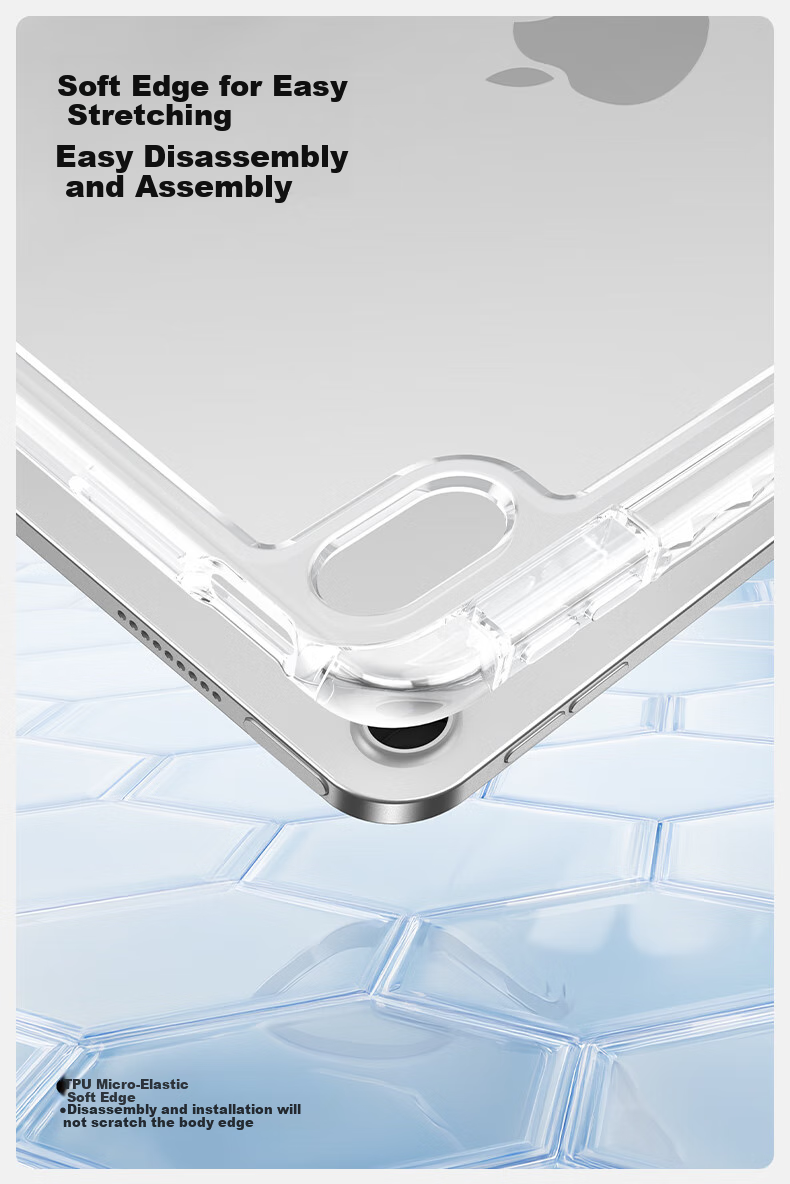 Чехол для iPad Air 7/6 Shanmo, 11 дюймов, M3 чип, прозрачный акриловый, черный