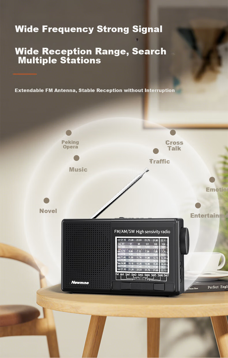 Портативное радио Newmine BT526, мини-динамик с LED-подсветкой, персональный аудио плеер, FM-тюнер, радиовещание, опера, полупроводниковое, перезаряжаемое