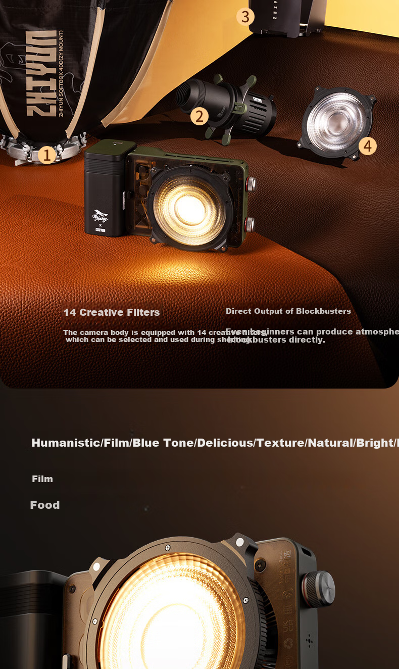 Светодиодный заполняющий свет Zhiyun X100RGB, 100 Вт, полноцветный, профессиональный COB, для фото- и видеосъемки, прямой трансляции, портретов, наружного освещения, атмосферной фотографии