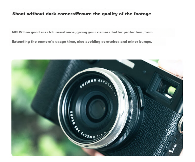 Защитный MCUV фильтр Kase для камер Fujifilm X100VI/X100V/X100F/X100T/X1, серебристая оправа, многослойное покрытие