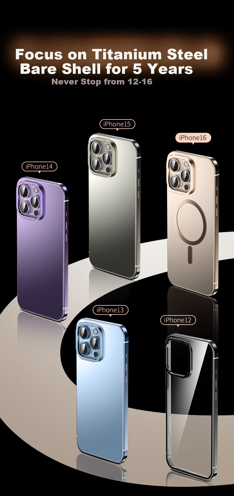 Чехол для iPhone 16 Pro Max IM-CHEN, противоударный, с магнитным кольцом и подставкой, ультратонкий, металлический, матовый, Титановый
