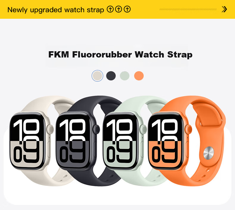 Ремешок BHO для Apple Watch S11/S10, SE/ultra3/2, спортивный, дышащий, из фторкаучука, черный, 44/45/46/49 мм