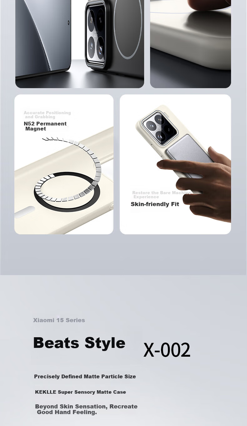 Защитный чехол KEKLLE для Xiaomi 15, противоударный, с защитой камеры, матовый, с поддержкой MagSafe, пик рок