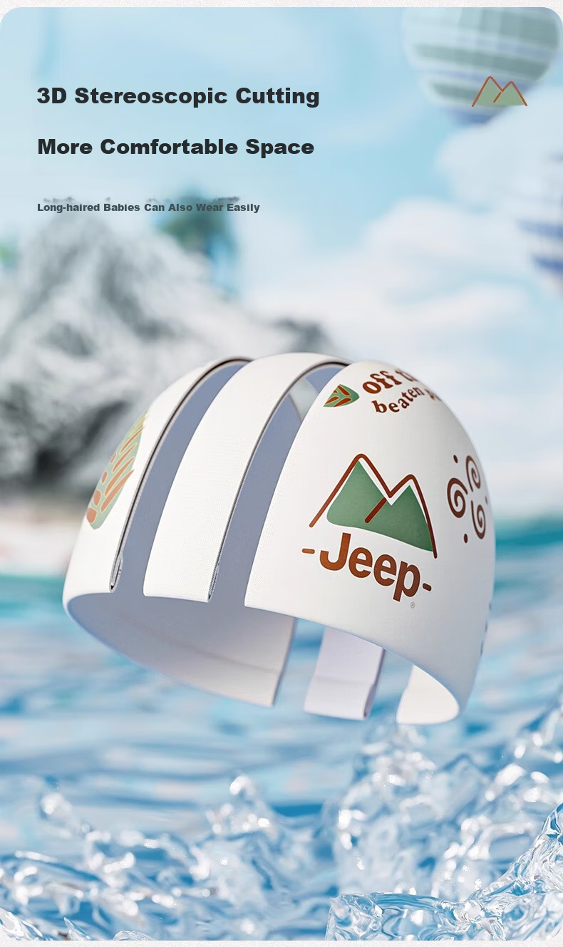 Детская шапочка для плавания Jeep, водонепроницаемая, с защитой ушей, силиконовая, мультяшный дизайн, белая