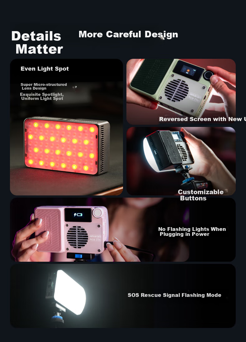Светодиодный осветитель Aputure Amaran ACE 25X, 25 Вт, ручной портативный для прямой трансляции, фото- и видеосъемки ночью, освещения фильмов и наружного освещения, белый