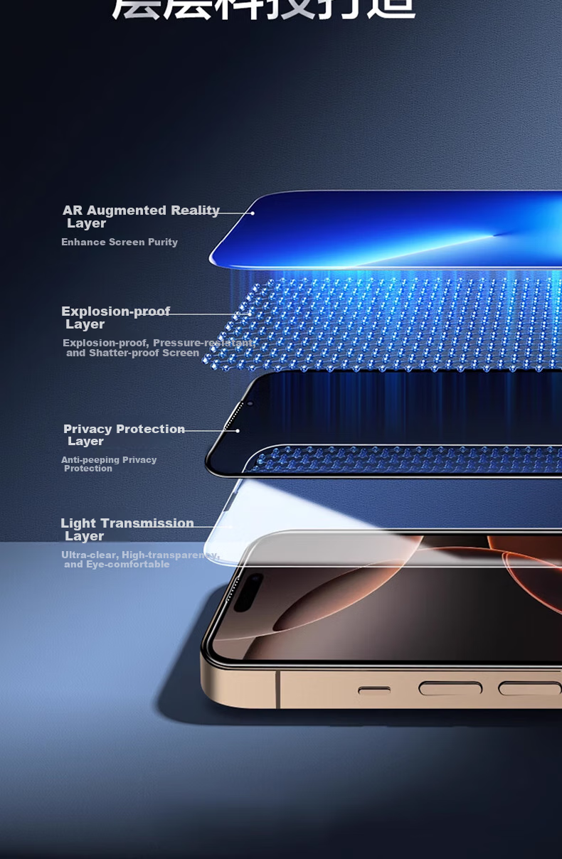 Защитное стекло Smorss для Apple iPhone 16 Pro Max, 28° антишпионское, противоударное, полное покрытие экрана, HD, 2 шт.