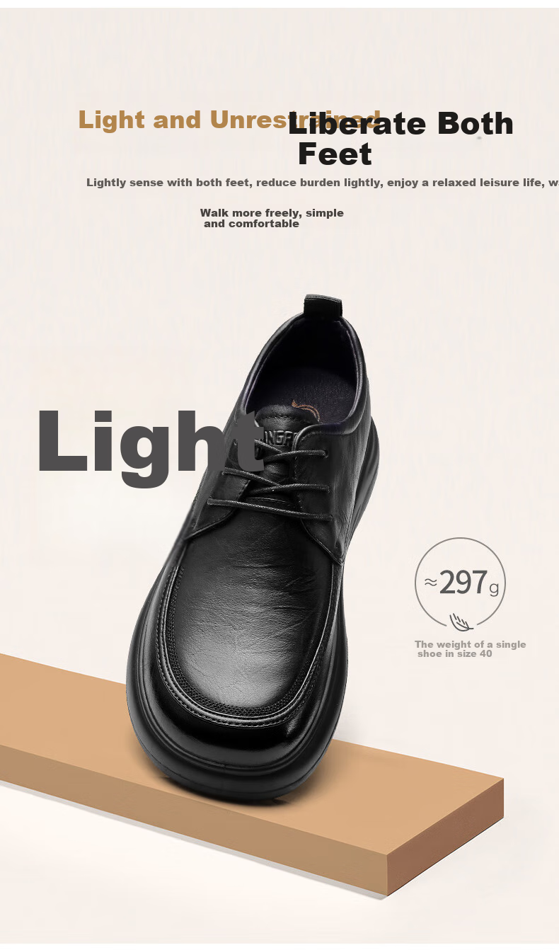 Мужские туфли Qiangren Business Casual, натуральная овчина, широкий носок, рабочие кожаные туфли, комфортная посадка, JDA87557, черные, размер 44