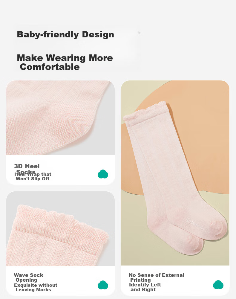 Детские носки PurCotton, для новорожденных, хлопок, до колена, 14-16 см, 3 пары, голубой + молочный + серый