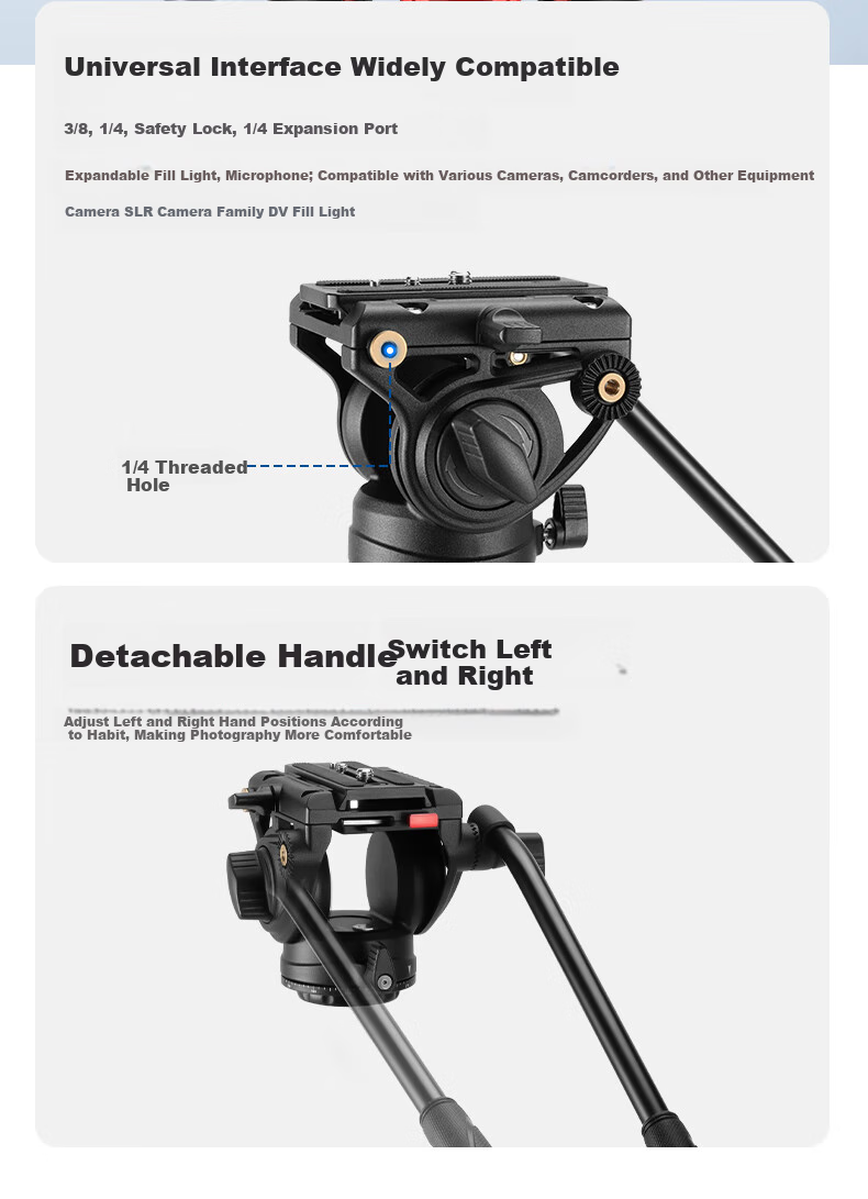 Профессиональный гидравлический штатив NEEWER N555 с моноподом, штатив для DSLR и беззеркальных камер, стабилизатор для съемки, регулируемый кронштейн
