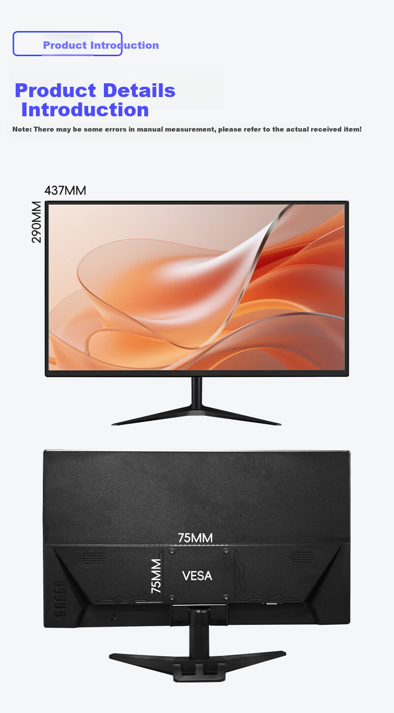 Монитор RICRSS 19 дюймов, Full HD, 1440x900, HDMI, VGA, черный