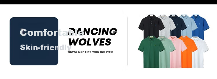 Мужская футболка-поло DANCING WOLVES, хлопок 100%, лето, повседневный стиль, размер 2XL (185), темно-синий