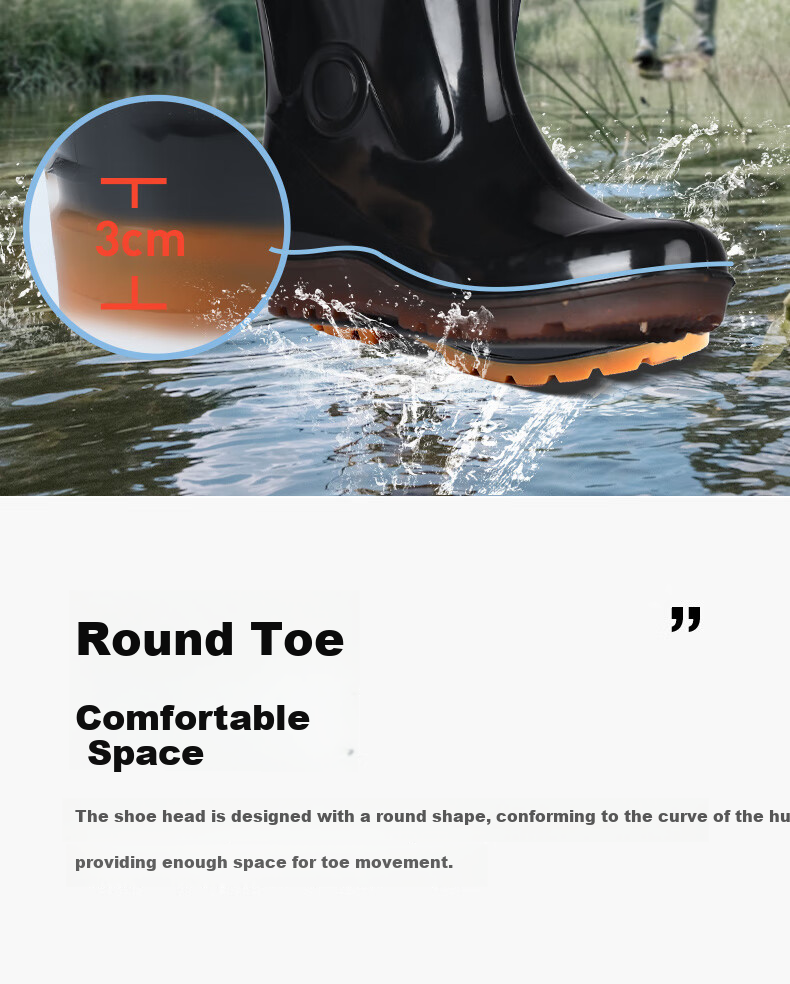 Мужские резиновые сапоги FOOTOPPO, водонепроницаемые, высокие, для улицы, размер 44, черный