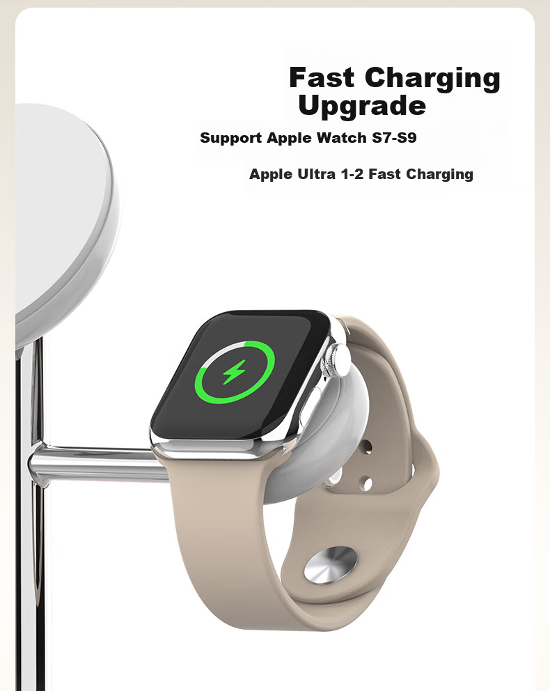 Беспроводное зарядное устройство GDGO [Qi2 Certified] 3-в-1, 15 Вт, MagSafe, для Apple Watch Series 1-10, iPhone 17/16, AirPods