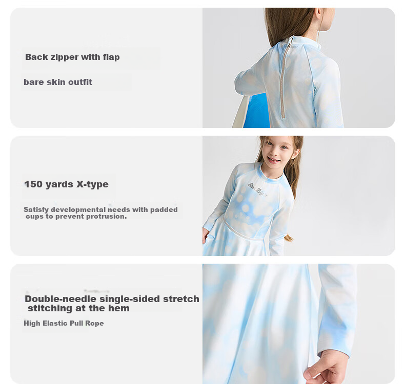 Комплект для девочки AIMER KIDS, купальник с длинным рукавом и юбкой, для пляжного отдыха, Hazy Glow, размер 130