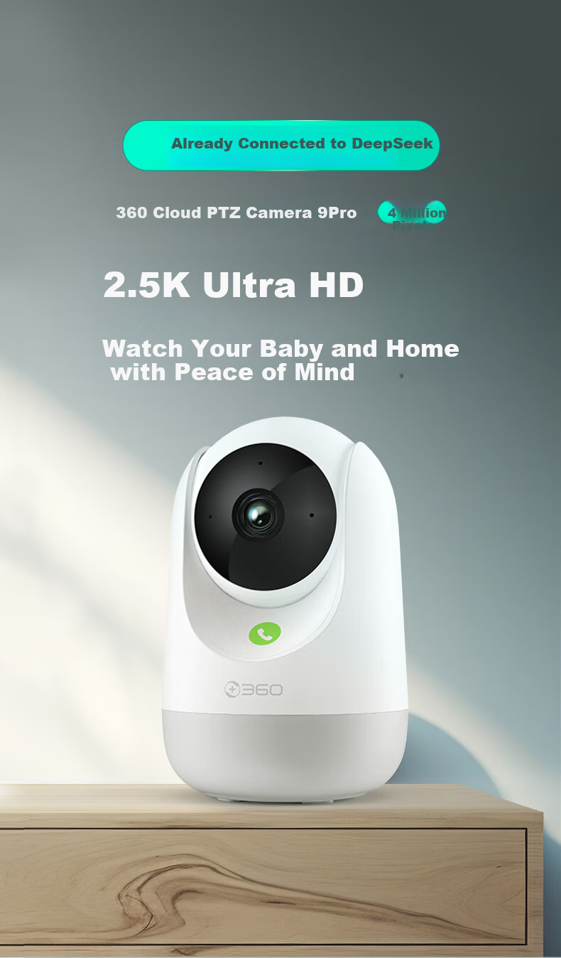 360 Камера 9Pro, домашняя камера видеонаблюдения с разрешением 4 миллиона пикселей, полноцветная съемка при слабом освещении, двусторонняя аудиосвязь, вращение на 360 градусов