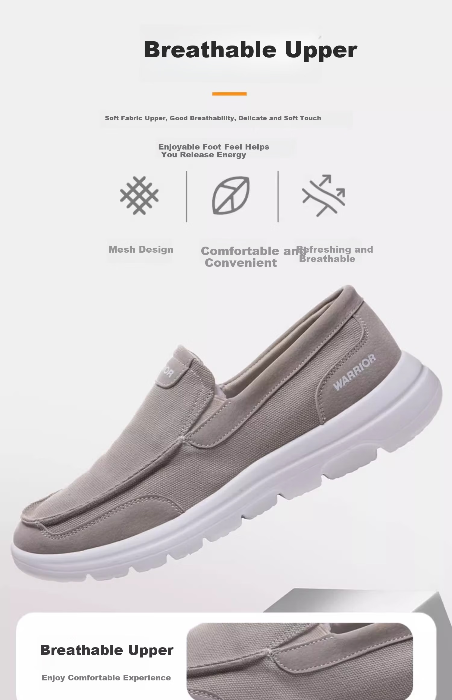 Warrior Кроссовки мужские повседневные, легкие, удобные, слипоны, летние/весенние, размер 44