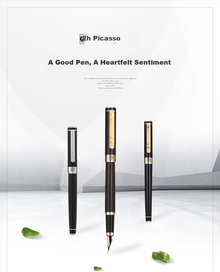 Перьевая ручка Pimio Gentleman Series 902, золотой зажим, черная, 1.0 мм, подарочная упаковка