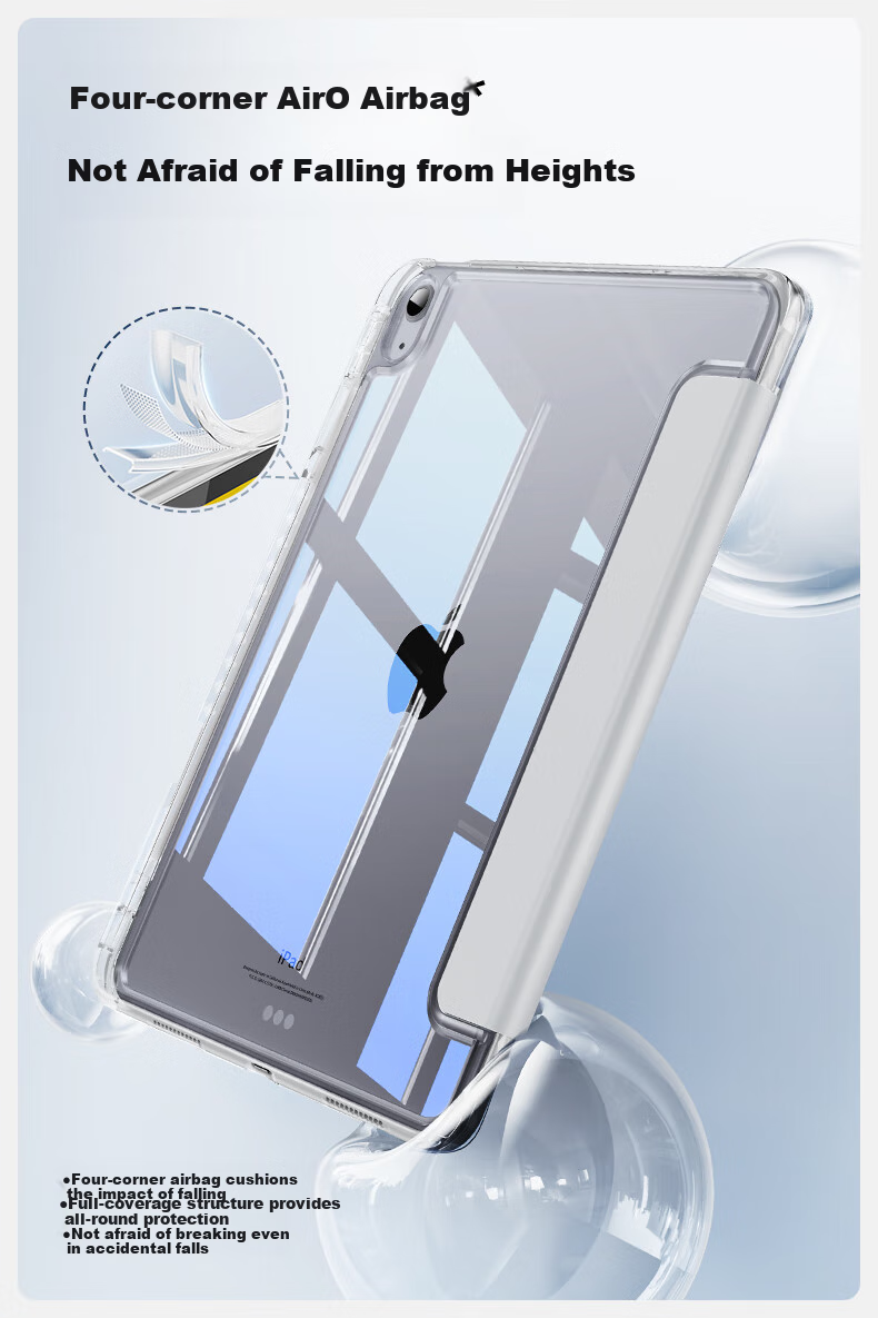 Чехол для iPad Air 7/6 Shanmo, 11 дюймов, M3 чип, прозрачный акриловый, черный