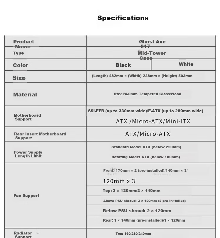 Корпус LIANLI L217 Mid-Tower, черный, с 5 вентиляторами, поддержка материнских плат EATX, дизайн с деревянной текстурой, двойные переключатели