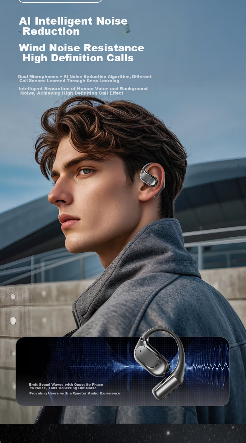 Беспроводные наушники Changu с костной проводимостью, Bluetooth 5.4, водонепроницаемые, с микрофоном, для спорта и бега, с ультрадлительным временем работы от батареи