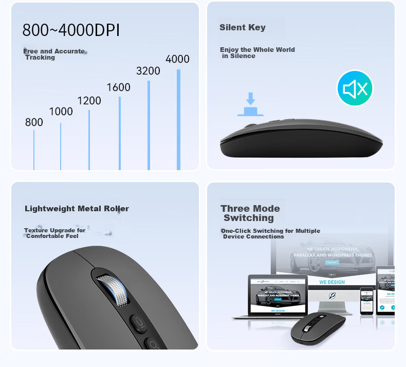 VENFISH AI Smart Voice Mouse, беспроводная Bluetooth-мышь с цифровым дисплеем, перезаряжаемая, серая