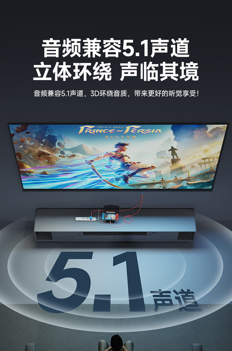 Кабель-адаптер Jemdo Type-C на HDMI, 4K@60Hz, PD 100W, для Nintendo Switch, iPad, ноутбука, 2м