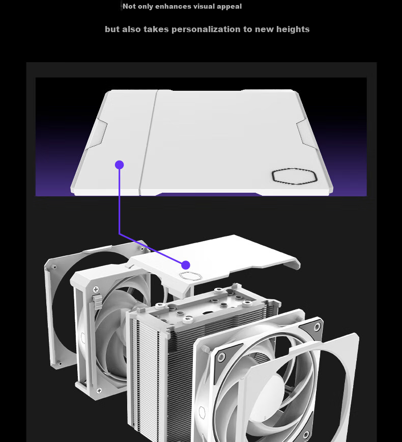 Кулер для процессора CoolerMaster Hyper 612 White, 6 тепловых трубок, однобашенный, два вентилятора Mobius, универсальная поддержка LGA1700