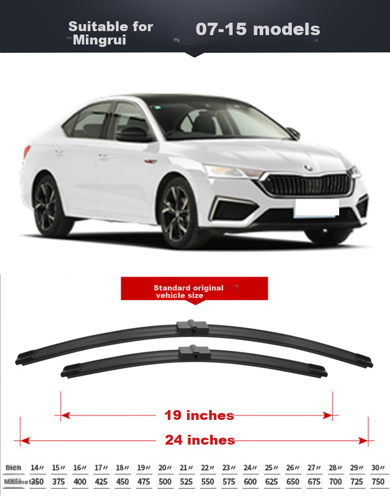 Щетка стеклоочистителя Meisim для Skoda Octavia 2006-2015, бескаркасная, 24 и 19 дюймов, резиновая полоса