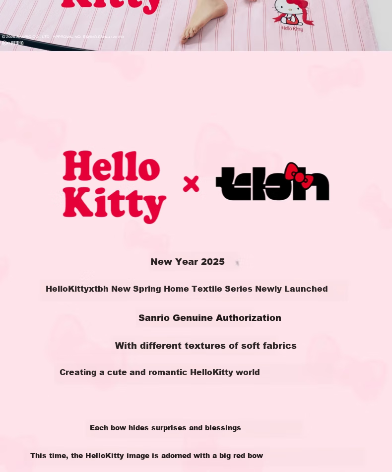 Комплект постельного белья tbh, "Hello Kitty", 1.8 м, хлопок, жаккард