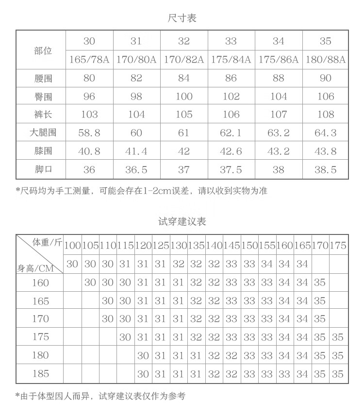 尺寸表30部位165/78a170/80a170/82a175/84a175/86a180/88a腰围