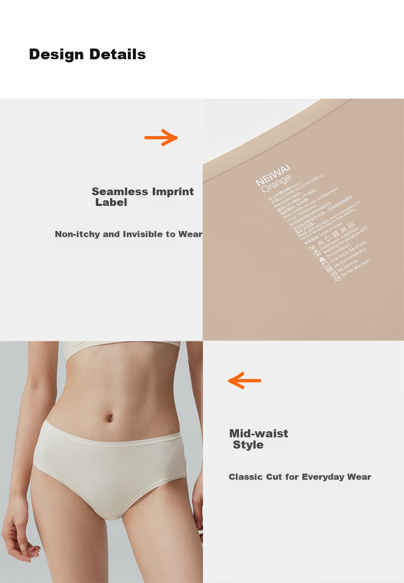 Комплект женских трусов NEIWAI Orange Label, 3 шт., бесшовные, хлопковые, модальные, дышащие, антибактериальные, невидимые, с защитой от натирания, для девушки