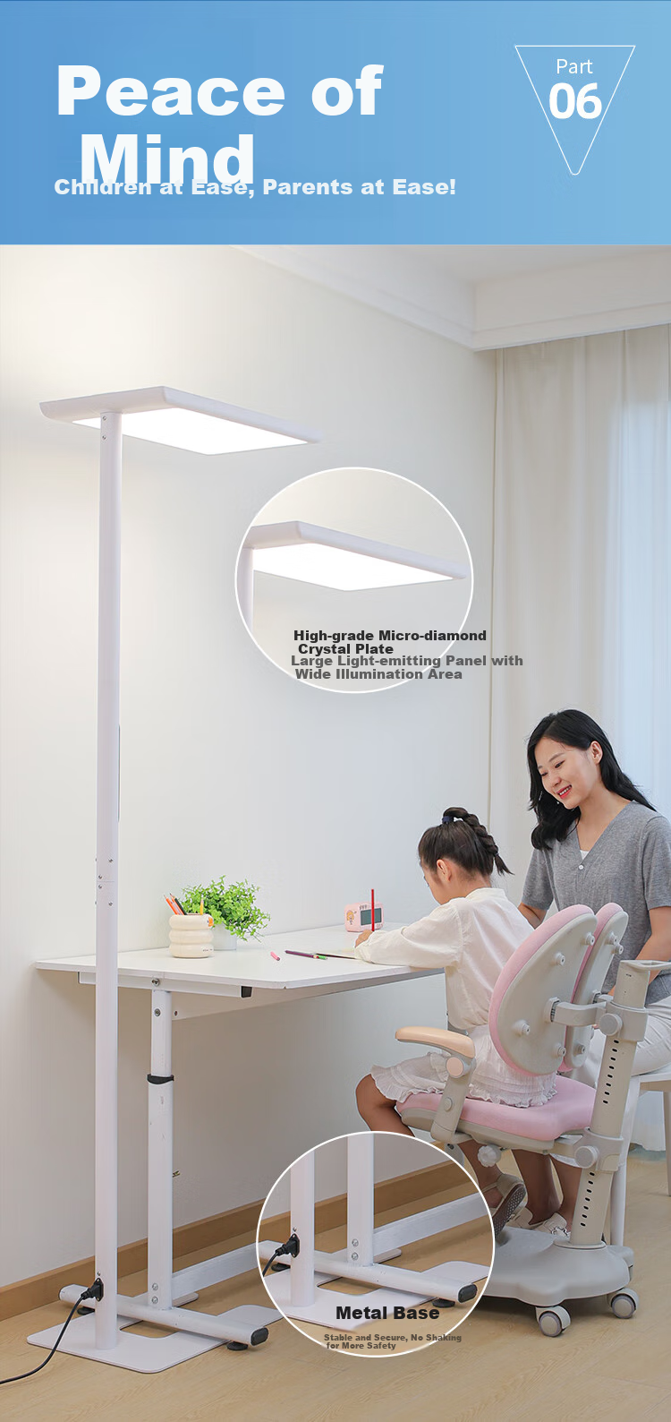 Напольная лампа NVC Future Light L7 для чтения и учебы, полноспектральная, большая, для дома и студентов
