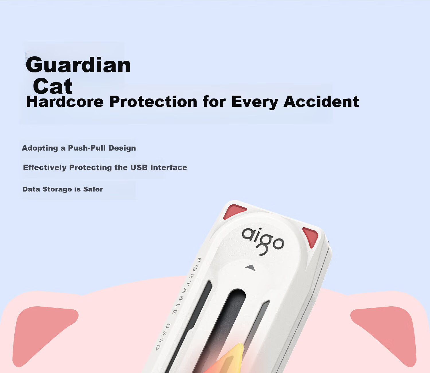 Aigo 256GB USB 3.2 Type-C OTG флеш-накопитель, 520 МБ/с, M0, двойной интерфейс для телефона и компьютера, большой объем, милый дизайн с мультяшным котиком