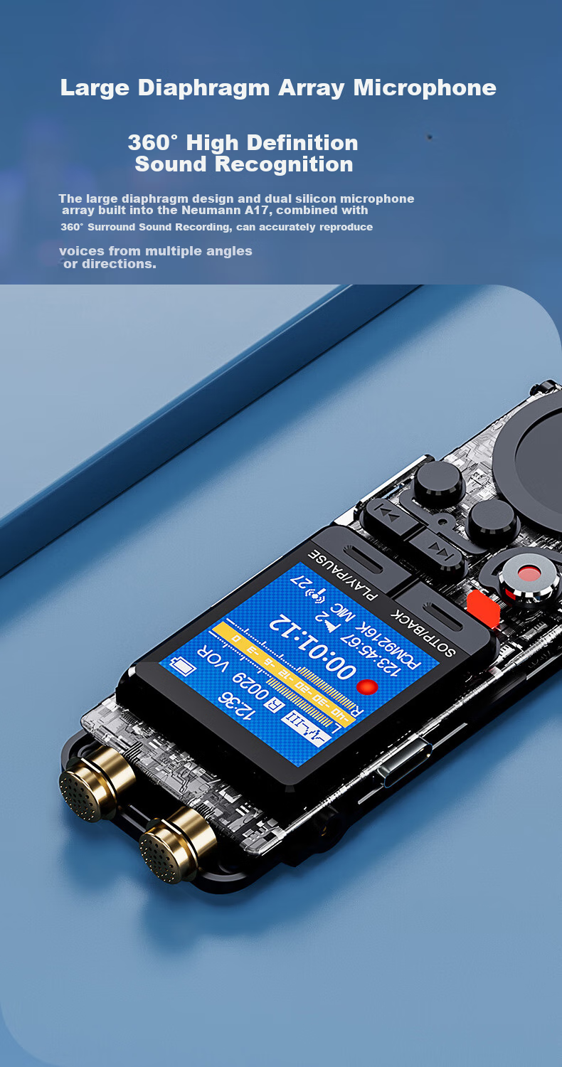 Диктофон Newsmy A17, 128 ГБ, PCM Linear Recording Pen, High-Definition Lossless, Professional Audio Recorder for Business Learning Interviews, Internal Recording for Mixing Console