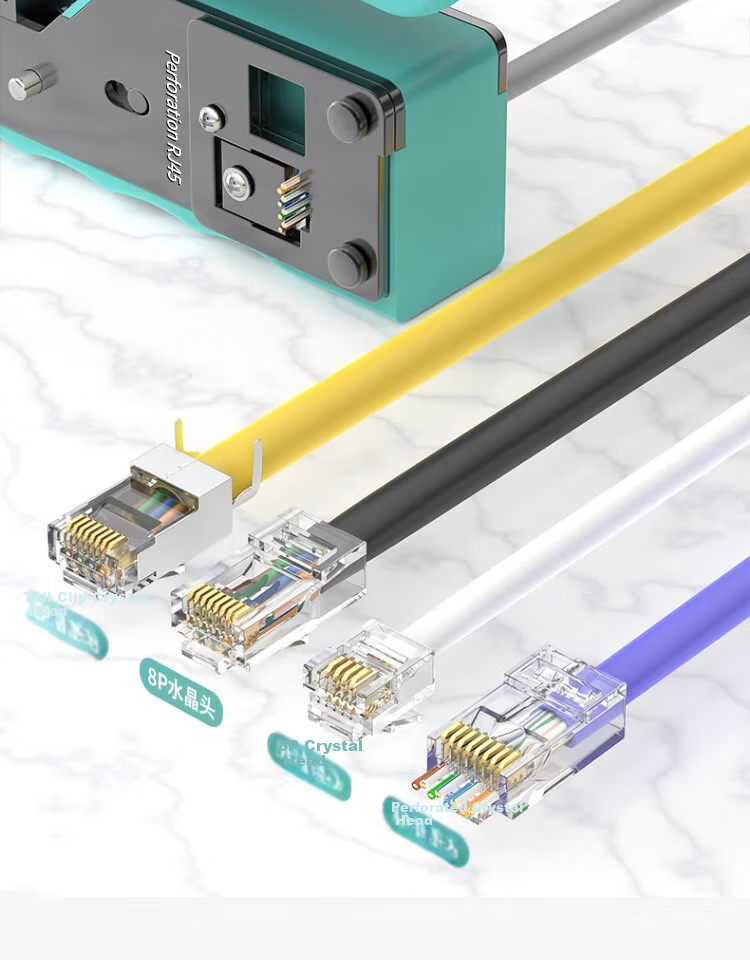Кримпер Jingkai многофункциональный для обжима сетевых кабелей RJ45 Cat6 Cat7, инструмент для зачистки и обжима проводов с зажимом типа "ласточкин хвост" и сквозным отверстием