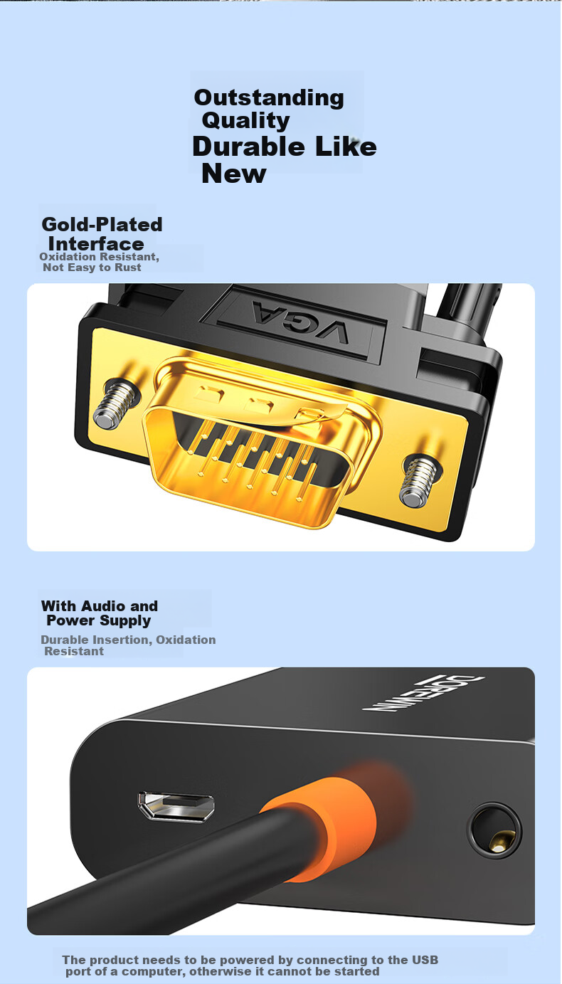 Конвертер DOREWIN VGA в HDMI с аудио и питанием, HD видеоадаптер для ноутбуков, настольных компьютеров, телевизоров, мониторов, проекторов