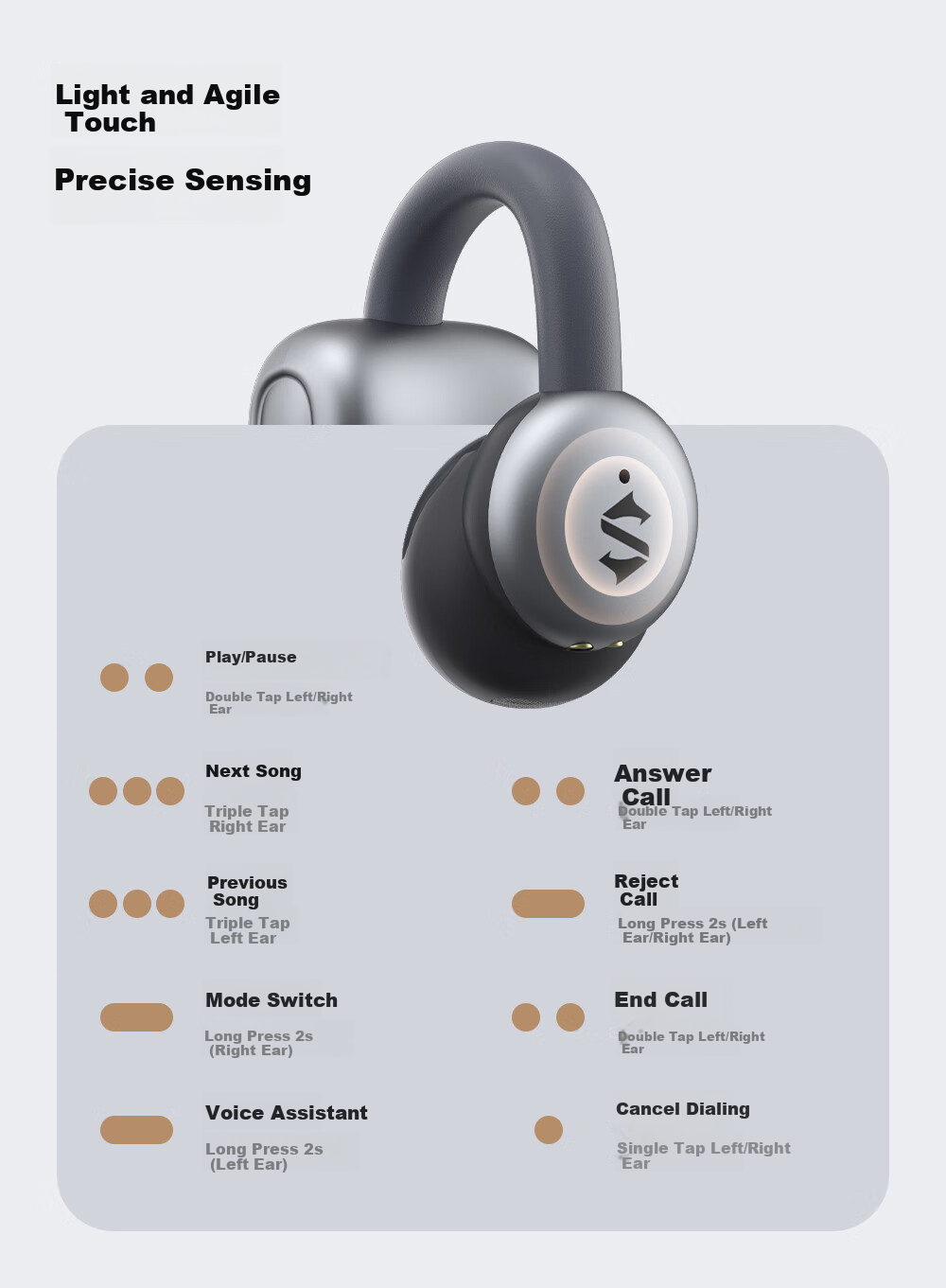 Беспроводные наушники Blackshark Fengming Ear Clip, Bluetooth 5.4, с шумоподавлением, спортивные, для бега, для Huawei, Xiaomi, Apple iPhone 17, серебристые