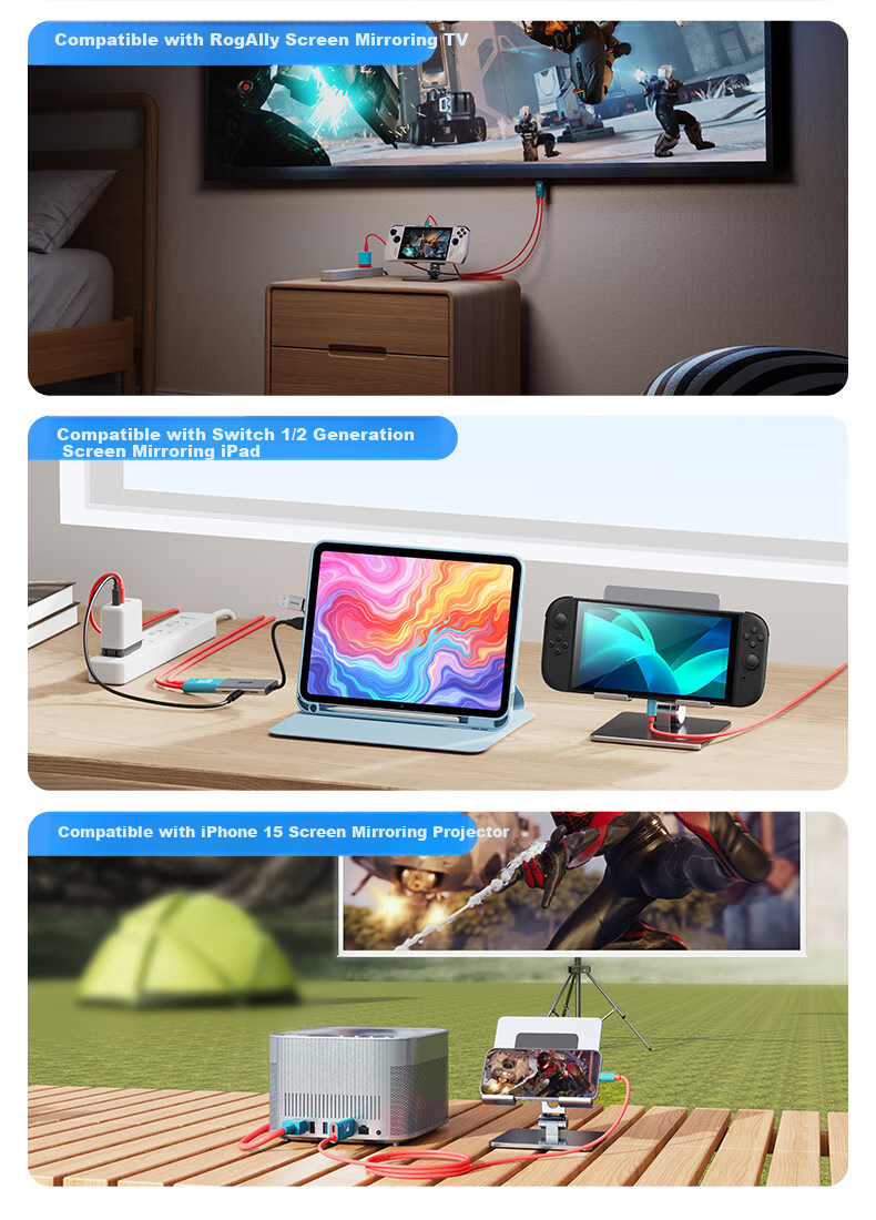 Кабель-адаптер Jemdo Type-C на HDMI, 4K@60Hz, PD 100W, для Nintendo Switch, iPad, ноутбука, 2м