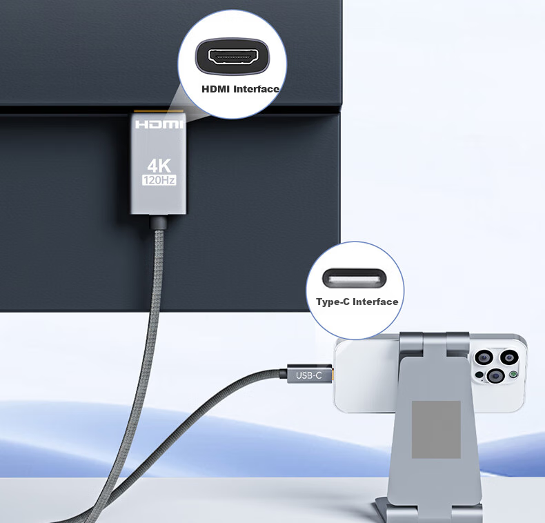 Кабель-адаптер ULT-unite USB Type-C на HDMI 2.0, 4K@120Hz, 2 метра, серебристый
