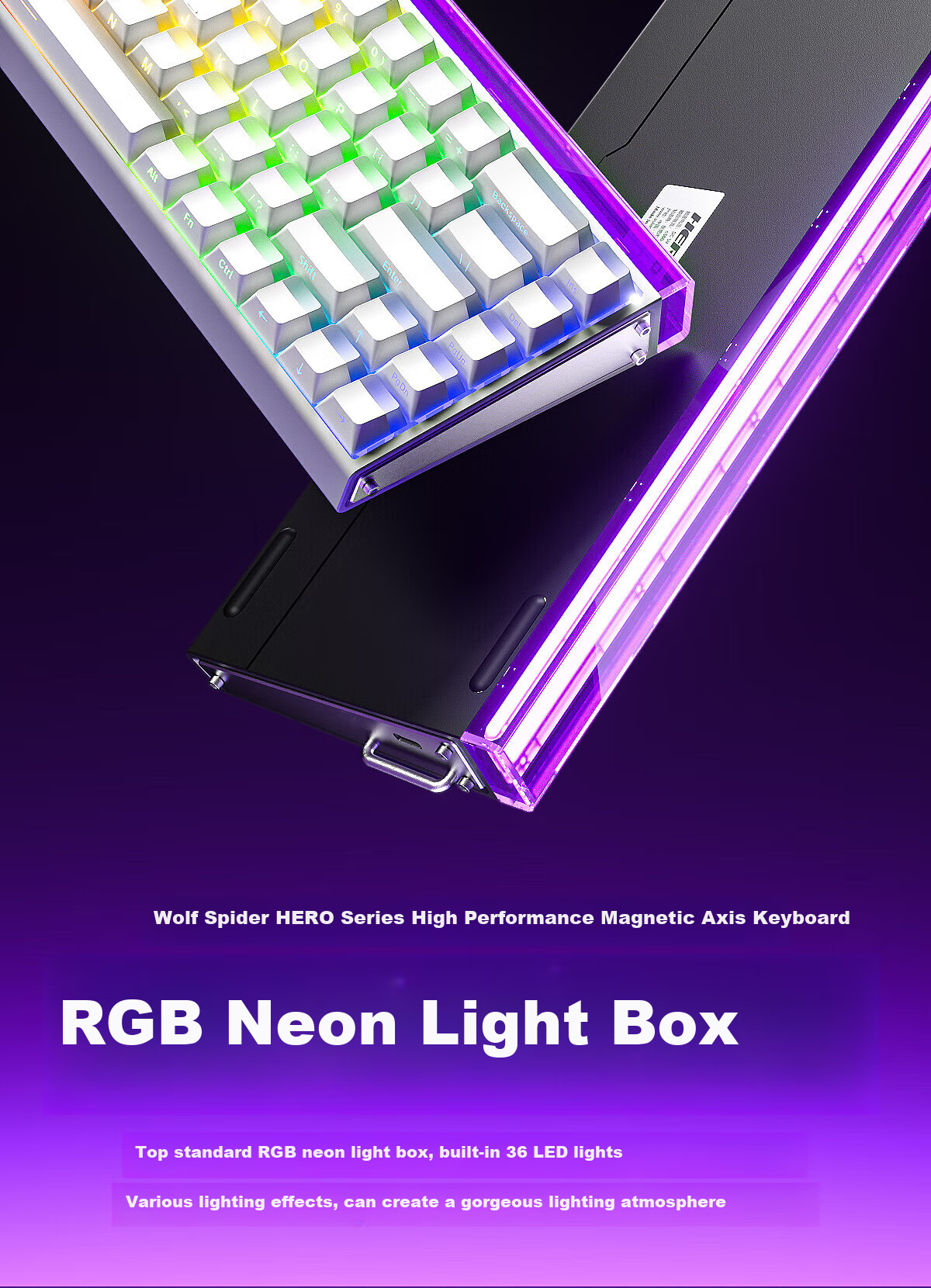 Магнитная механическая клавиатура AULA HERO 68HE, игровая, проводная, RGB подсветка, розовый